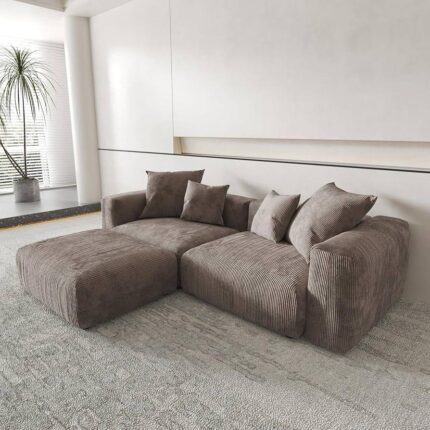 Cozy Textured Modular Sofa with Cushions
