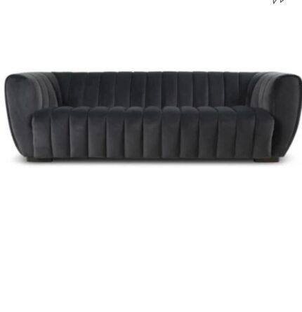 “MD Bedding Braro 3-seater velvet sofa in black finish, knock-down design with plush cushions and elegant texture.”