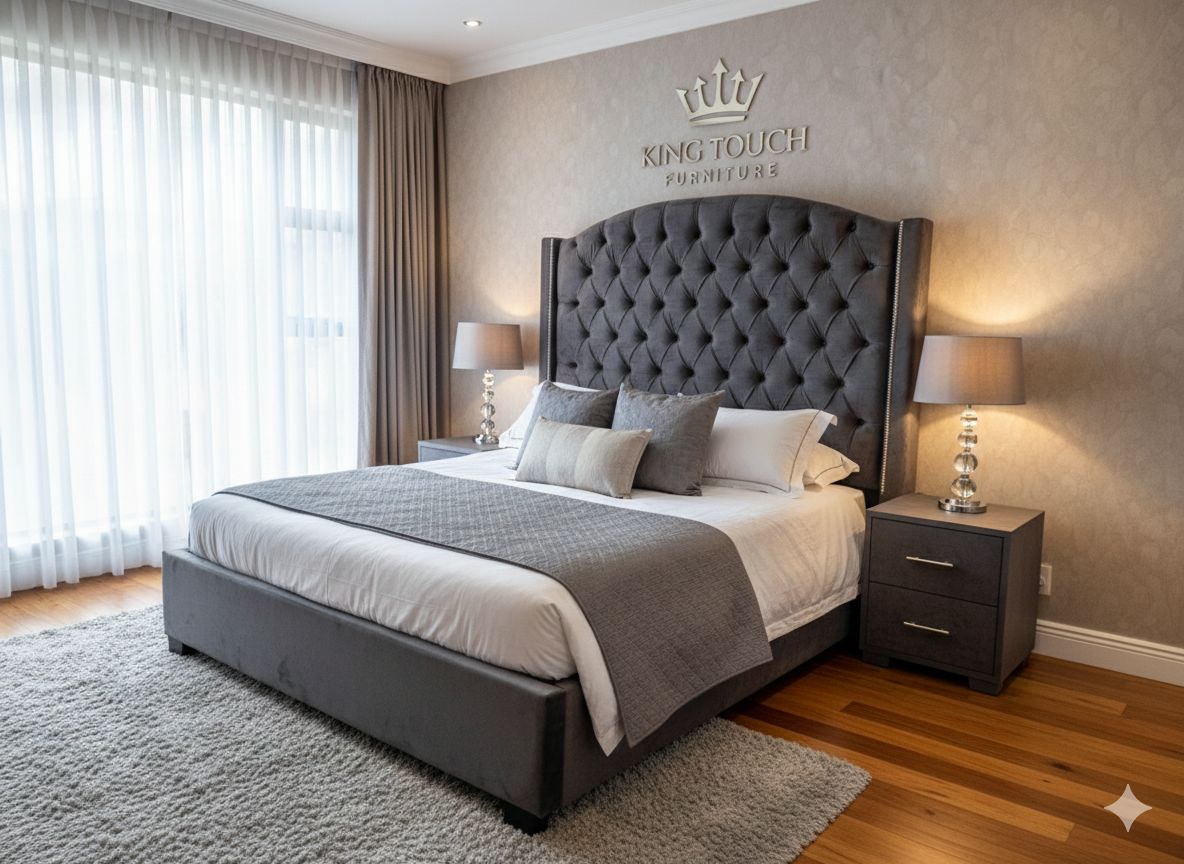 Sleigh beds Luxury Button-Tufted Velvet Sleigh Bed Transform your bedroom into a sanctuary of sophistication with our Luxury Button-Tufted Velvet Sleigh Bed. This exquisite piece combines classic elegance with modern comfort, making it the perfect centerpiece for a contemporary or traditional bedroom.